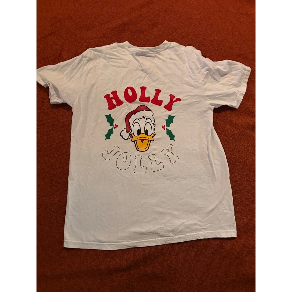 Comfort Colors White‎ Donald Duck Holly Jolly Christmas Graphic T Shirt Large